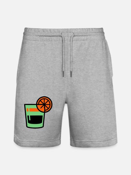 Cocktail Glas Logo - Stanley/Stella Unisex Bio Joggingshorts Trainer  - Grau meliert
