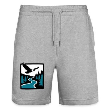 Eagle River Forest Graphic - Stanley/Stella Trainer Unisex Organic Jogging Shorts - heather grey - Front - Nik (191cm) & Marisol (170cm)