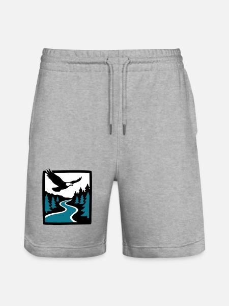 Eagle River Forest Graphic - Stanley/Stella Trainer Unisex Organic Jogging Shorts - heather grey