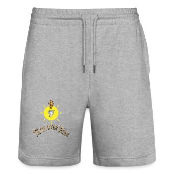 Faith Over Fear - Pigeon Vintage - Stanley/Stella Trainer Unisex Organic Jogging Shorts - heather grey - Front - Nik (191cm) & Marisol (170cm)