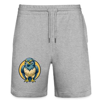 Hawk Kawaii Maskottchen Cartoon-Charakter-Clipart-Logo - Stanley/Stella Unisex Bio Joggingshorts Trainer  - Grau meliert - Vorne - Nik (191cm) & Marisol (170cm)