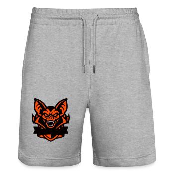 Fledermaus Maskottchen Wappen - Stanley/Stella Unisex Bio Joggingshorts Trainer  - Grau meliert - Vorne - Nik (191cm) & Marisol (170cm)