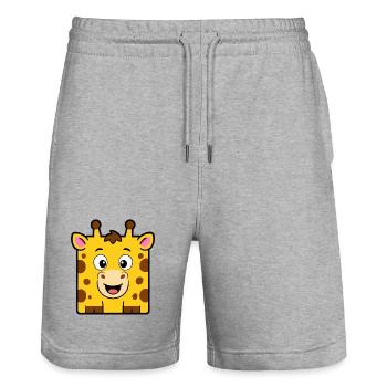 Giraffe - Stanley/Stella Unisex Bio Joggingshorts Trainer  - Grau meliert - Vorne - Nik (191cm) & Marisol (170cm)