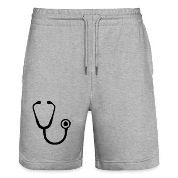 Stethoscope Doctor Doctor Medicine Specialist Gift - Stanley/Stella Trainer Unisex Organic Jogging Shorts - heather grey - Front - Nik (191cm) & Marisol (170cm)
