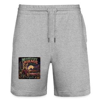 Vintage Motel Spruch Wüste Oldtimer Halloween - Stanley/Stella Unisex Bio Joggingshorts Trainer  - Grau meliert - Vorne - Nik (191cm) & Marisol (170cm)