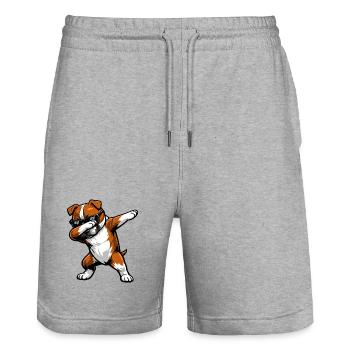 Dabbing Staffordshire Bull Terrier - Stanley/Stella Unisex Bio Joggingshorts Trainer  - Grau meliert - Vorne - Nik (191cm) & Marisol (170cm)