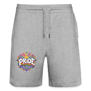 Pride Regenbogen Disko CSD Spruch Outfit - Stanley/Stella Unisex Bio Joggingshorts Trainer  - Grau meliert - Vorne - Nik (191cm) & Marisol (170cm)