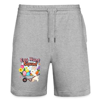 Egg Hunt Squad Bunny Easter Design - Stanley/Stella Trainer Unisex Organic Jogging Shorts - heather grey - Front - Nik (191cm) & Marisol (170cm)