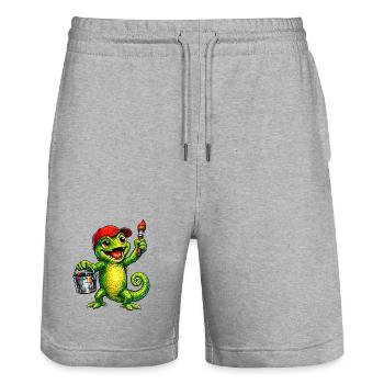 Chameleon with color - Stanley/Stella Trainer Unisex Organic Jogging Shorts - heather grey - Front - Nik (191cm) & Marisol (170cm)