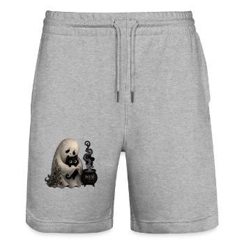 T-shirt Halloween Chaudron de Chat Fantôme MEH - Short de jogging bio TRAINER Stanley/Stella unisexe - gris chiné - Devant - Nik (191cm) & Marisol (170cm)
