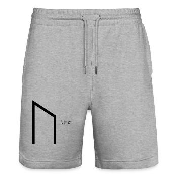 Rune Uruz nommée Black – Viking Futhark - Short de jogging bio TRAINER Stanley/Stella unisexe - gris chiné - Devant - Nik (191cm) & Marisol (170cm)