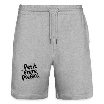Je suis le Petit Frère Préféré - Humour  - Short de jogging bio TRAINER Stanley/Stella unisexe - gris chiné - Devant - Nik (191cm) & Marisol (170cm)