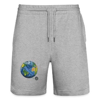 Notre petit monde - Terre et Lune - Short de jogging bio TRAINER Stanley/Stella unisexe - gris chiné - Devant - Nik (191cm) & Marisol (170cm)