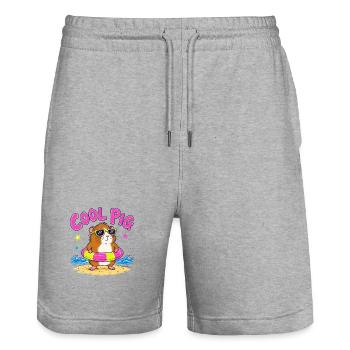 Cool Guinea Pig Sunglasses Summer Fun - Stanley/Stella Trainer Unisex Organic Jogging Shorts - heather grey - Front - Nik (191cm) & Marisol (170cm)
