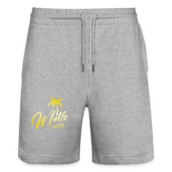 Malle 2025 Palmier de Majorque - Short de jogging bio TRAINER Stanley/Stella unisexe - gris chiné - Devant - Nik (191cm) & Marisol (170cm)