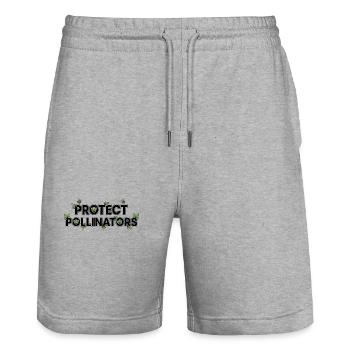 Protect Pollinators | Save the bees - Stanley/Stella Trainer Unisex Organic Jogging Shorts - heather grey - Front - Nik (191cm) & Marisol (170cm)
