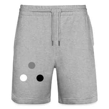 Triokugeln weiß grau schwarz - Stanley/Stella Unisex Bio Joggingshorts Trainer  - Grau meliert - Vorne - Nik (191cm) & Marisol (170cm)