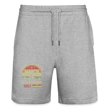 Les Légendes Sont Nées En Mars 1967 Cadeau Vintage - Short de jogging bio TRAINER Stanley/Stella unisexe - gris chiné - Devant - Nik (191cm) & Marisol (170cm)