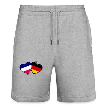 Liebe Frankreich und Deutschland - Stanley/Stella Unisex Bio Joggingshorts Trainer  - Grau meliert - Vorne - Nik (191cm) & Marisol (170cm)