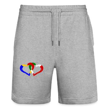 Le cœur des Roumains et des Italiens - Short de jogging bio TRAINER Stanley/Stella unisexe - gris chiné - Devant - Nik (191cm) & Marisol (170cm)