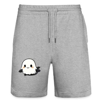 Whale Halloween Comic Ghost - Stanley/Stella Trainer Unisex Organic Jogging Shorts - heather grey - Front - Nik (191cm) & Marisol (170cm)