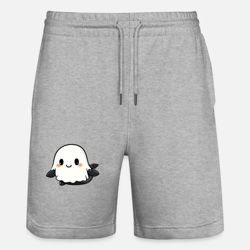 Whale Halloween Comic Ghost - Stanley/Stella Trainer Unisex Organic Jogging Shorts - heather grey