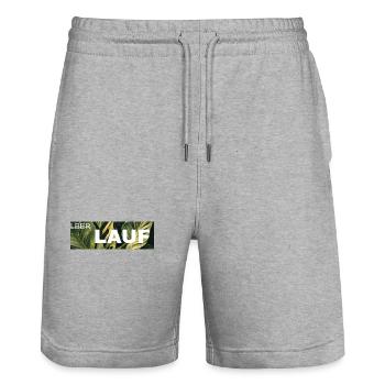 Lauf Grünes Blattdesign - Stanley/Stella Unisex Bio Joggingshorts Trainer  - Grau meliert - Vorne - Nik (191cm) & Marisol (170cm)