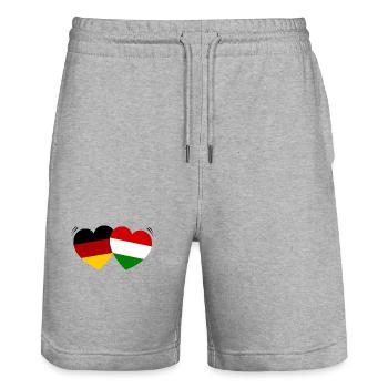 L’amitié germano-italienne - Short de jogging bio TRAINER Stanley/Stella unisexe - gris chiné - Devant - Nik (191cm) & Marisol (170cm)