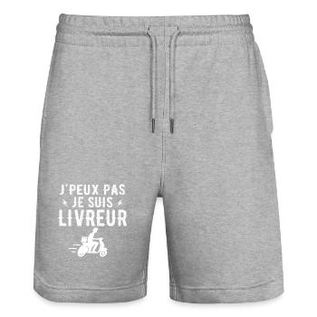 I can't I'm a delivery person - Stanley/Stella Trainer Unisex Organic Jogging Shorts - heather grey - Front - Nik (191cm) & Marisol (170cm)