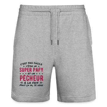 Super-Opa und Fischer-Geschenk - Stanley/Stella Unisex Bio Joggingshorts Trainer  - Grau meliert - Vorne - Nik (191cm) & Marisol (170cm)