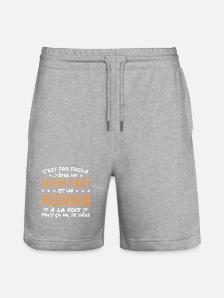 Super-Opa und Fischer-Geschenk - Stanley/Stella Unisex Bio Joggingshorts Trainer  - Grau meliert