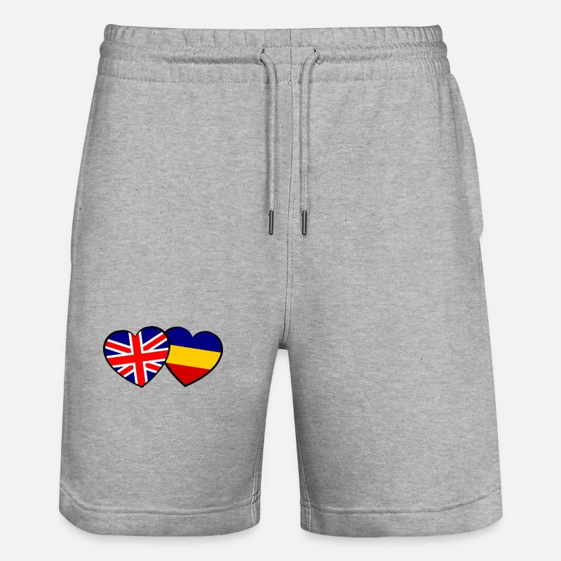 Die englisch rumaenischen Herzen - Stanley/Stella Unisex Bio Joggingshorts Trainer  - Grau meliert