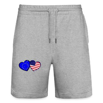 L’amour américain de l’Europe - Short de jogging bio TRAINER Stanley/Stella unisexe - gris chiné - Devant - Nik (191cm) & Marisol (170cm)