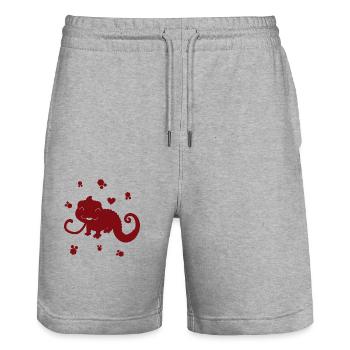Salamandre - Animal amphibien - Short de jogging bio TRAINER Stanley/Stella unisexe - gris chiné - Devant - Nik (191cm) & Marisol (170cm)