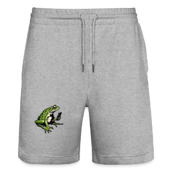SMARTPHONE FROSCH - Stanley/Stella Unisex Bio Joggingshorts Trainer  - Grau meliert - Vorne - Nik (191cm) & Marisol (170cm)