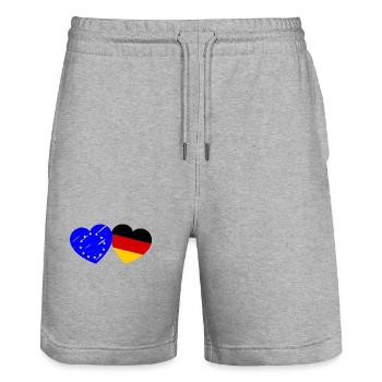 L’amour européen - Short de jogging bio TRAINER Stanley/Stella unisexe - gris chiné - Devant - Nik (191cm) & Marisol (170cm)