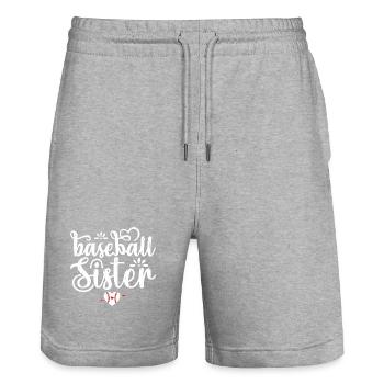 Baseball Sister Baseball Baseball Sister - Stanley/Stella Trainer Unisex Organic Jogging Shorts - heather grey - Front - Nik (191cm) & Marisol (170cm)