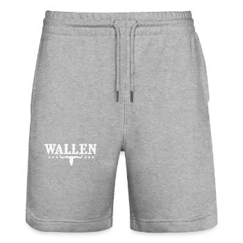 western country music Girl Bull Skull - Stanley/Stella Trainer Unisex Organic Jogging Shorts - heather grey - Front - Nik (191cm) & Marisol (170cm)