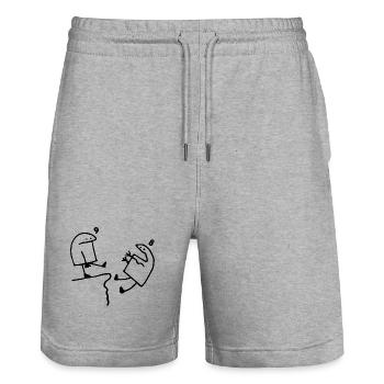 9 years old Gift Idea Humor Birthday 9 years old - Stanley/Stella Trainer Unisex Organic Jogging Shorts - heather grey - Front - Nik (191cm) & Marisol (170cm)