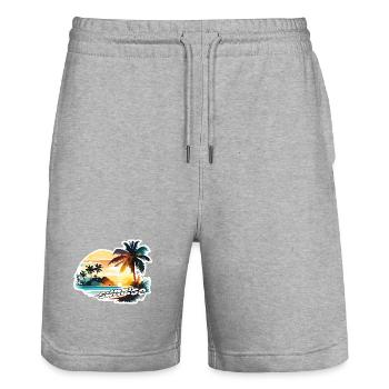 Sunrise - Stanley/Stella Trainer Unisex Organic Jogging Shorts - heather grey - Front - Nik (191cm) & Marisol (170cm)