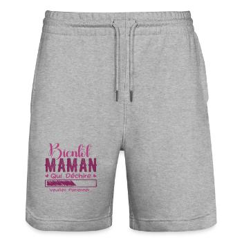 Bald Mama, die in Tränen ausbricht, bitte warte, Mutter - Stanley/Stella Unisex Bio Joggingshorts Trainer  - Grau meliert - Vorne - Nik (191cm) & Marisol (170cm)