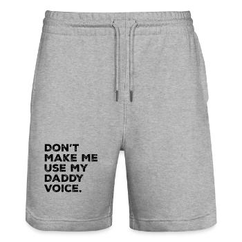 Lass mich nicht meine Papa-Stimme benutzen Lustiger Papa-Witz - Stanley/Stella Unisex Bio Joggingshorts Trainer  - Grau meliert - Vorne - Nik (191cm) & Marisol (170cm)