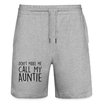 Bring mich nicht dazu, meine Tante T-Shirt Boy Girl zu nennen - Stanley/Stella Unisex Bio Joggingshorts Trainer  - Grau meliert - Vorne - Nik (191cm) & Marisol (170cm)