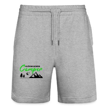 Happy Camper Camping Hommes Cadeau Drôle - Short de jogging bio TRAINER Stanley/Stella unisexe - gris chiné - Devant - Nik (191cm) & Marisol (170cm)