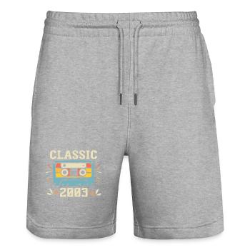 Vintage 2003 Retro Birthday Cassette 2003 - Stanley/Stella Trainer Unisex Organic Jogging Shorts - heather grey - Front - Nik (191cm) & Marisol (170cm)