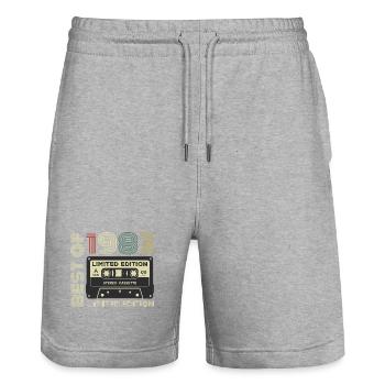 Vintage 1983 - 1983 Retro Birthday Gift - Stanley/Stella Trainer Unisex Organic Jogging Shorts - heather grey - Front - Nik (191cm) & Marisol (170cm)