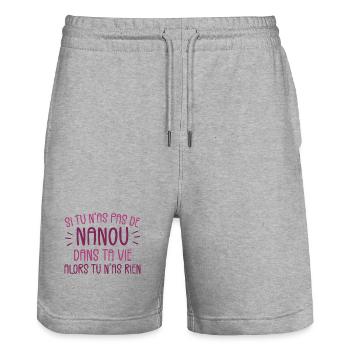 Wenn Sie keinen Nanou haben, dann haben Sie nichts - Stanley/Stella Unisex Bio Joggingshorts Trainer  - Grau meliert - Vorne - Nik (191cm) & Marisol (170cm)