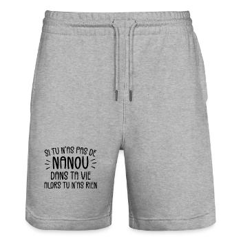 Wenn Sie keinen Nanou haben, dann haben Sie nichts - Stanley/Stella Unisex Bio Joggingshorts Trainer  - Grau meliert - Vorne - Nik (191cm) & Marisol (170cm)