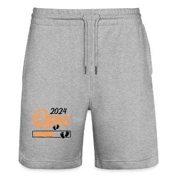 Werdender Opa 2024 Opa loading Geschenk Männer - Stanley/Stella Unisex Bio Joggingshorts Trainer  - Grau meliert - Vorne - Nik (191cm) & Marisol (170cm)