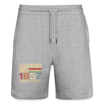 Original 1957 Vintage Cadeau D’anniversaire 1957 - Short de jogging bio TRAINER Stanley/Stella unisexe - gris chiné - Devant - Nik (191cm) & Marisol (170cm)